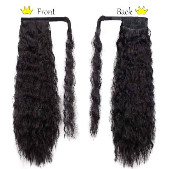 Long Ponytail Extension Wavy Curly 22" Straight Kinky Ponytail Bun Ponytail Clip - Picture 2 of 10